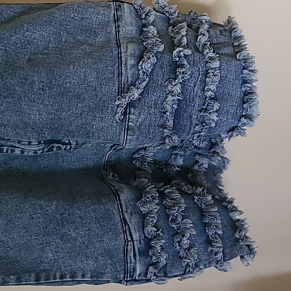 Denim Short Sleeve Button-Up Romper - Picture 3 of 8